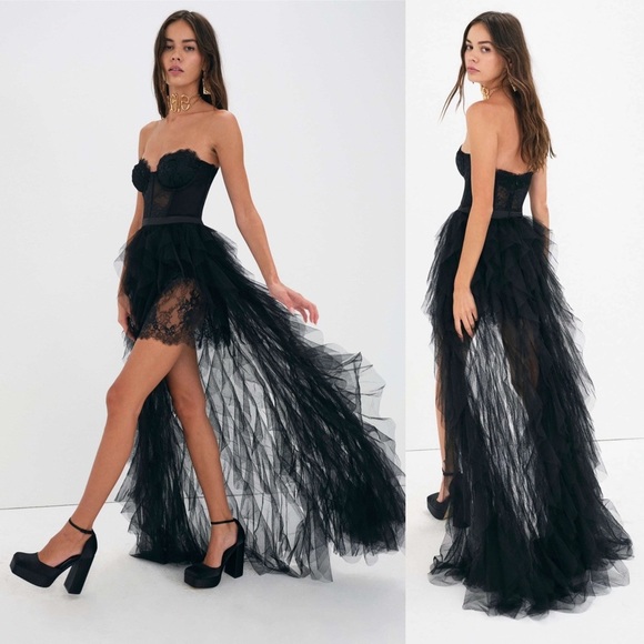 For Love & Lemons Revolve Bustier Maxi Dress Gown Black NEW with tags - Picture 1 of 10